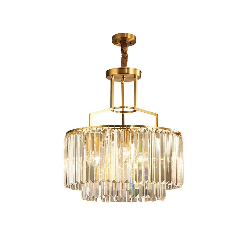 YEBMLP Crystal Golden Chandelier Hotel Indoor Parlor Main Light Bedroom Dining Room Luxury Decor Copper American Hanging Lights