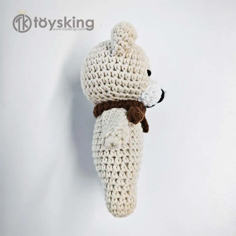 Handmade Crochet Bear Baby Rattle Doll Gift Box Biteable Plush Teether Crib Hanging Sensory Early Education Toy view 4