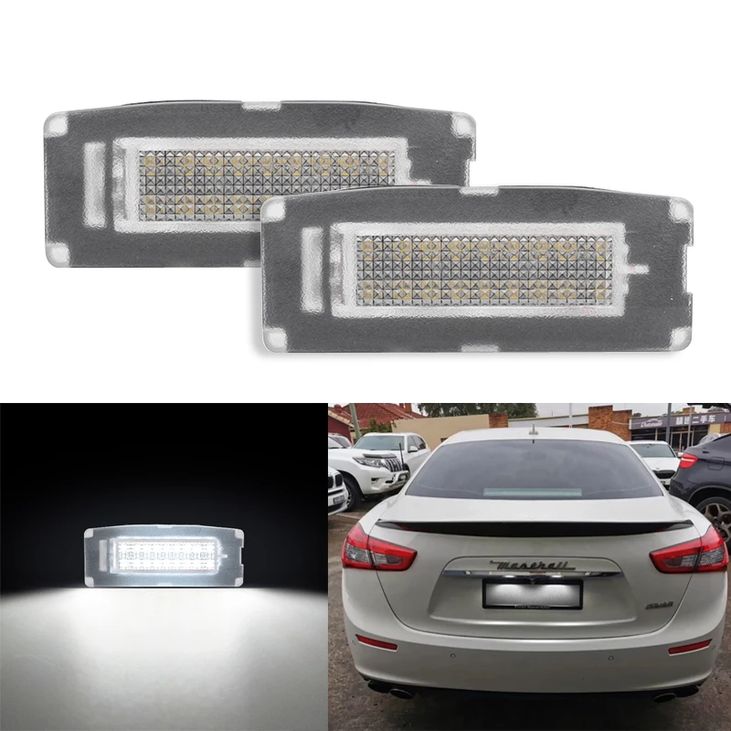 12V LED License Number Plate Lamp For Maserati Ghibli M157 2014-2020 White License Plate Light Assembly