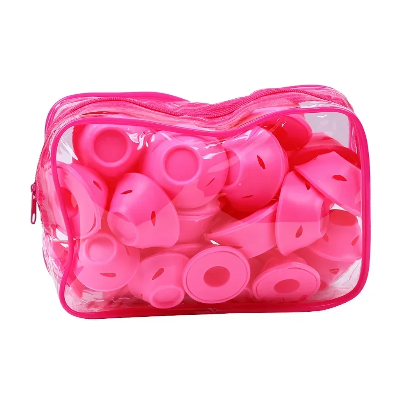 20PCS Pink Blue Silicone Hair Curler Soft Rubber Hair Care Rollers No Heat Hair Styling Tool