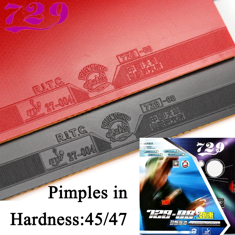 

729 Friendship 729-08 Table Tennis Rubber Pimples in Sticky PingPong Rubber with Sponge Hardness 45° / 47° ITTF Approved Attack