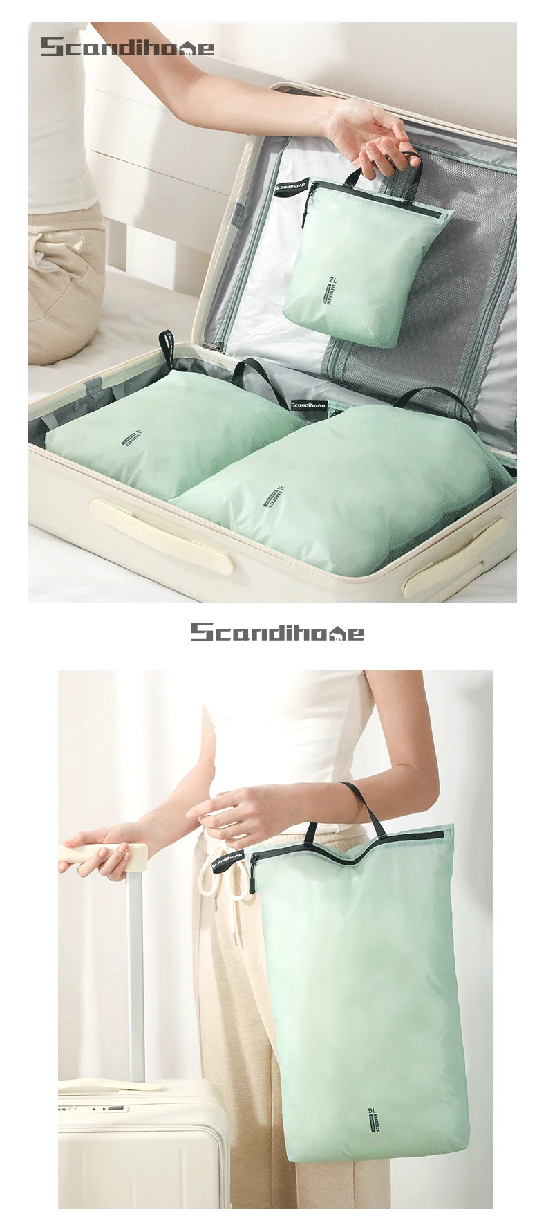 Wasserdichte Reisehandtasche, Aufbewahrungstasche, leichter Kleidungs-Organizer, Reißverschlusstasche für Toilettenartikel, Socken, Unterwäsche, Gepäck – Detail 16