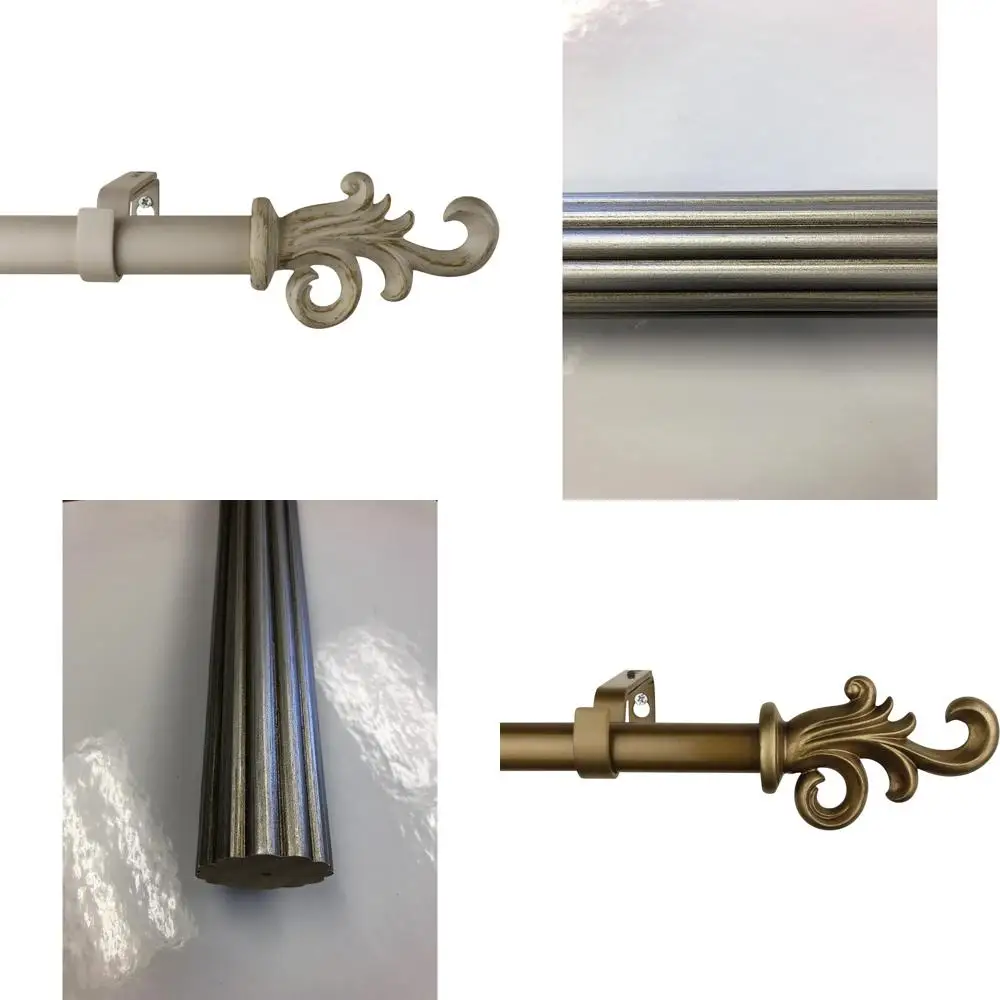 Coda Adjustable Drapery Rod, 1-inch Diameter, 48-84 Inches, Gilded French White