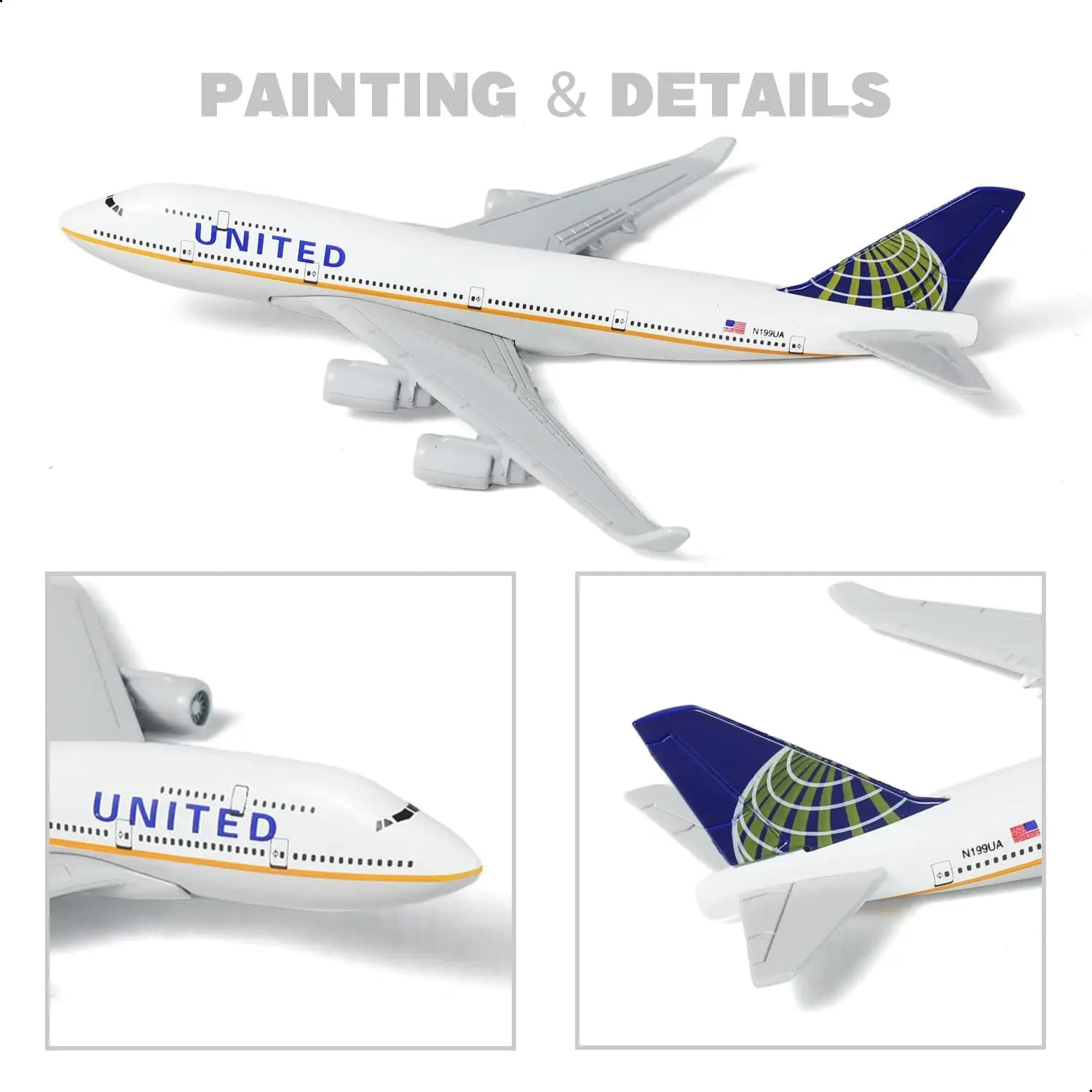 1/400 16cm B747 Airplane Model with Stand United & KLM & VAA 3-Piece Alloy Plane Model For Display Collection or Toy Gift view 5