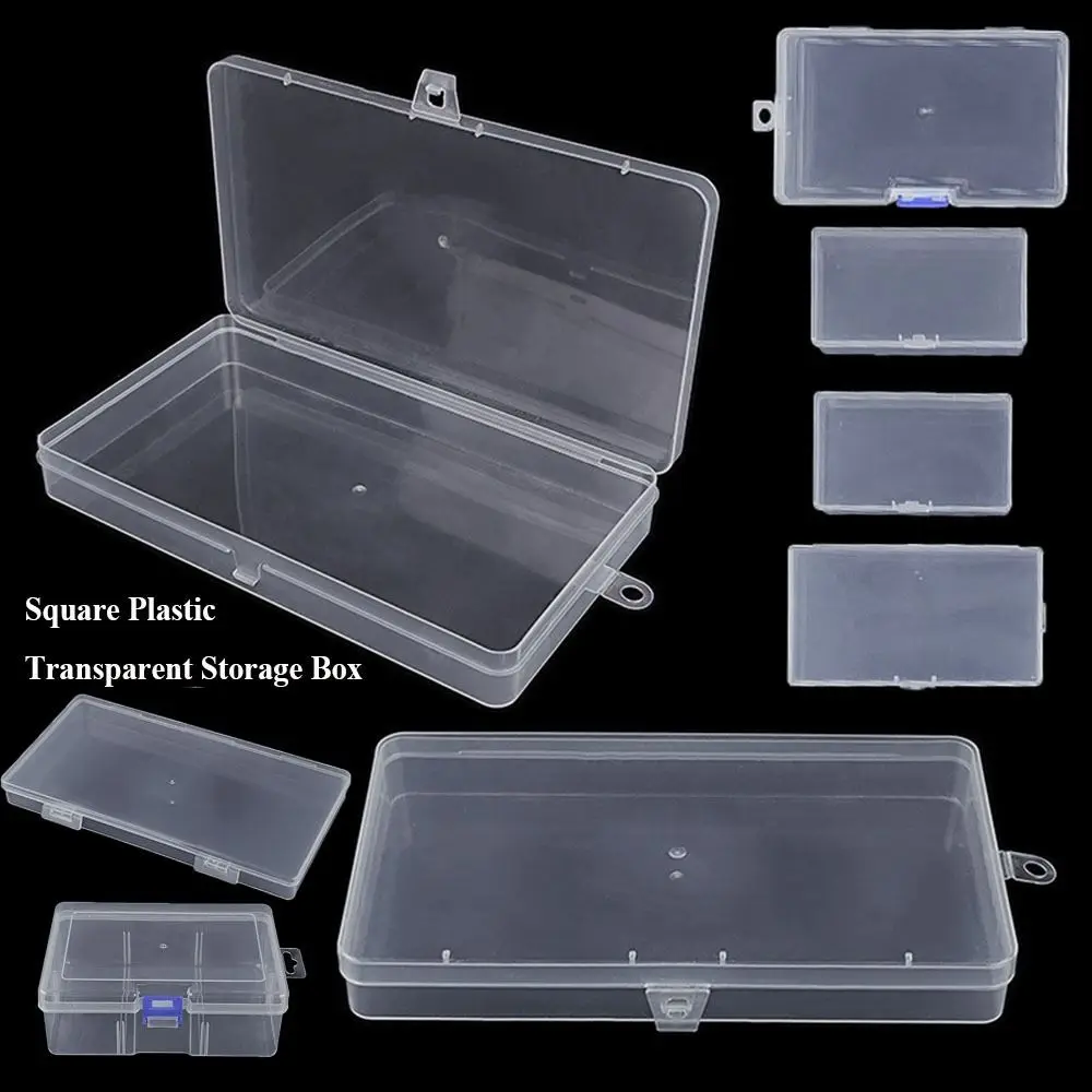 Square Plastic Transparent Storage Box Jewelry Beads Container Power Tools Accessories Box Small Items Sundries Organizer Case