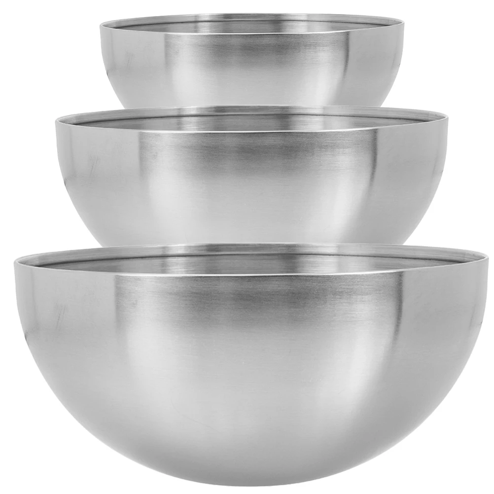 

3pcs Stainless Steel Mixing Salad Noodles Bowls Kitchen Storage Container Stackable Soup Bowls Home Cooking Prep Food Organizer