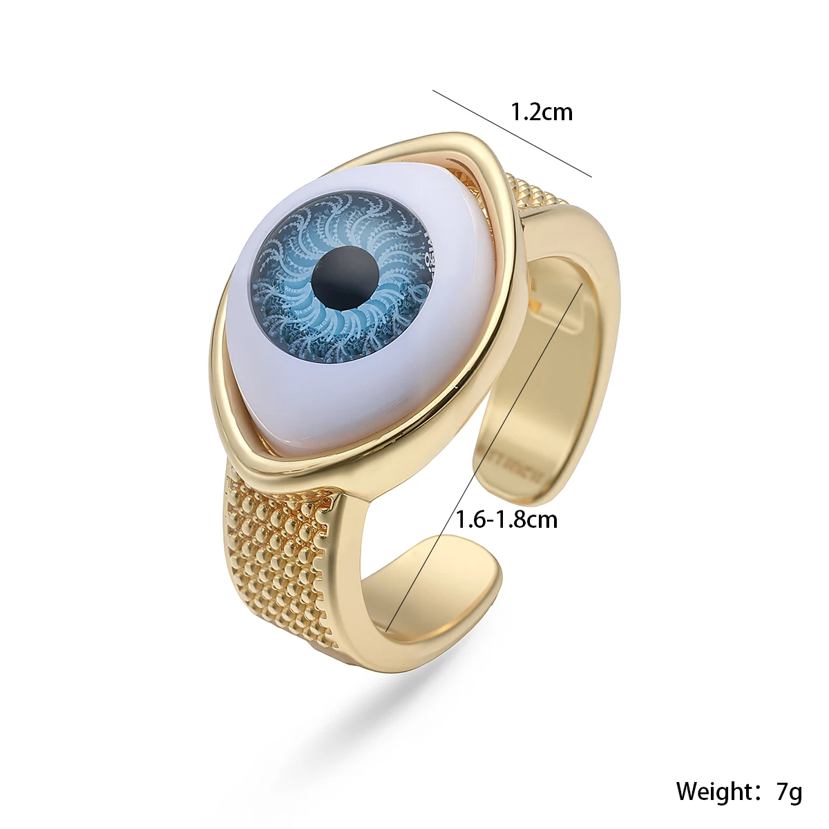 Blue Evil Eye Open Ring Vintage Lucky Protection Statement Cuff Ring Trendy INS Style Fashion Finger Jewelry For Women Men