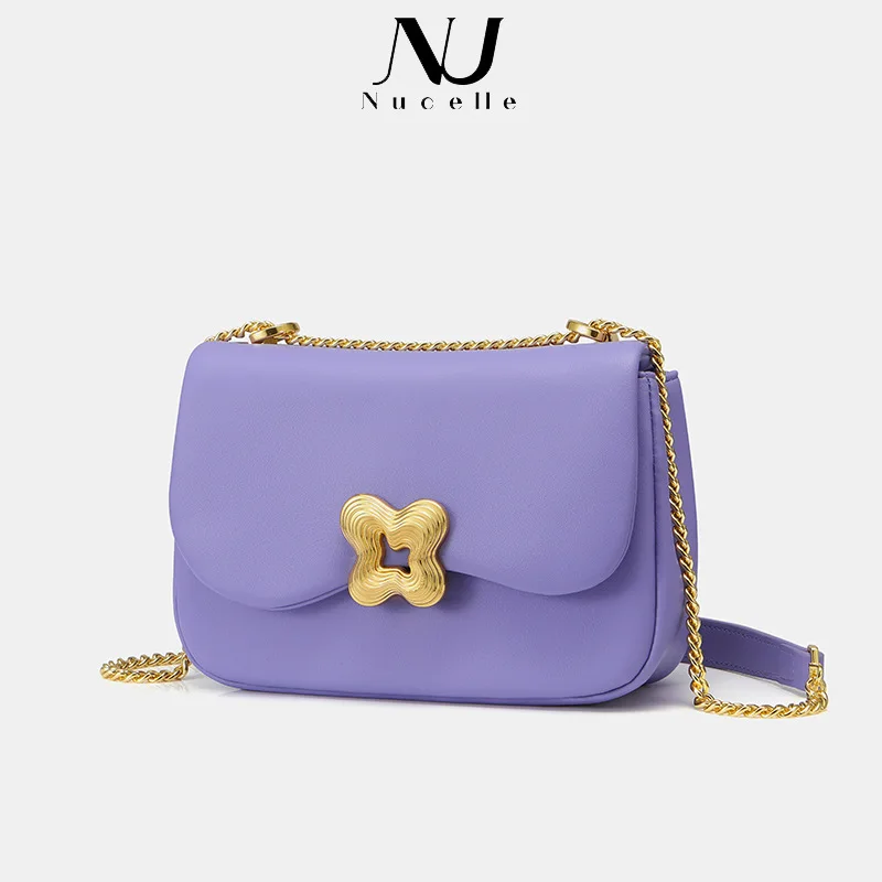 NUCELLE Bag girl 2022 summer new texture shoulder messenger bag fashion chain underarm flower bag