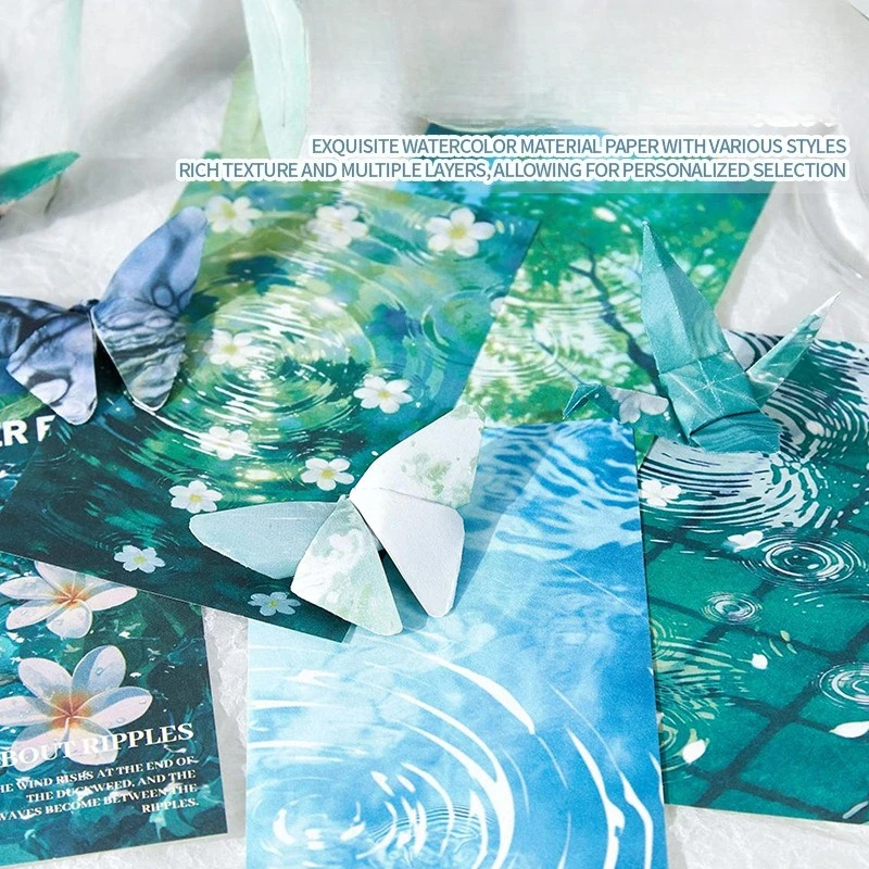 Vintage Blue Sky Cloud Rain Water Ripples Landscape Material Paper Creative DIY Junk Journal Collage Scrapbooking Stationery