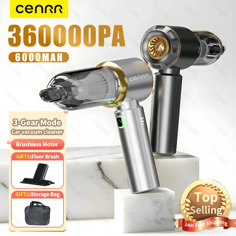 CENRR Car Vacuum Cleaner 360000PA Cordless Mini Powerful Wireless Car Cleaner HandHeld Portable Vacuum Cleaner Home Appliance