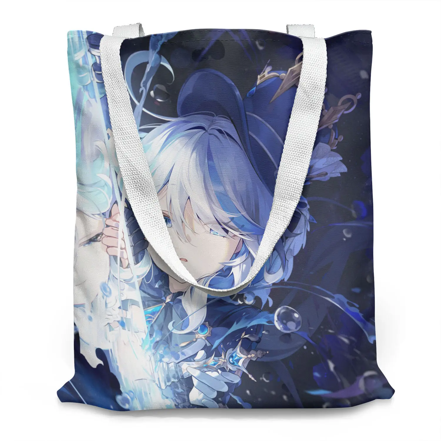 Genshin Funina Water God Canvas Honkai Impact Game Merchandise Academy Style Anime Large Capacity Outdoor Tote Bag Ani