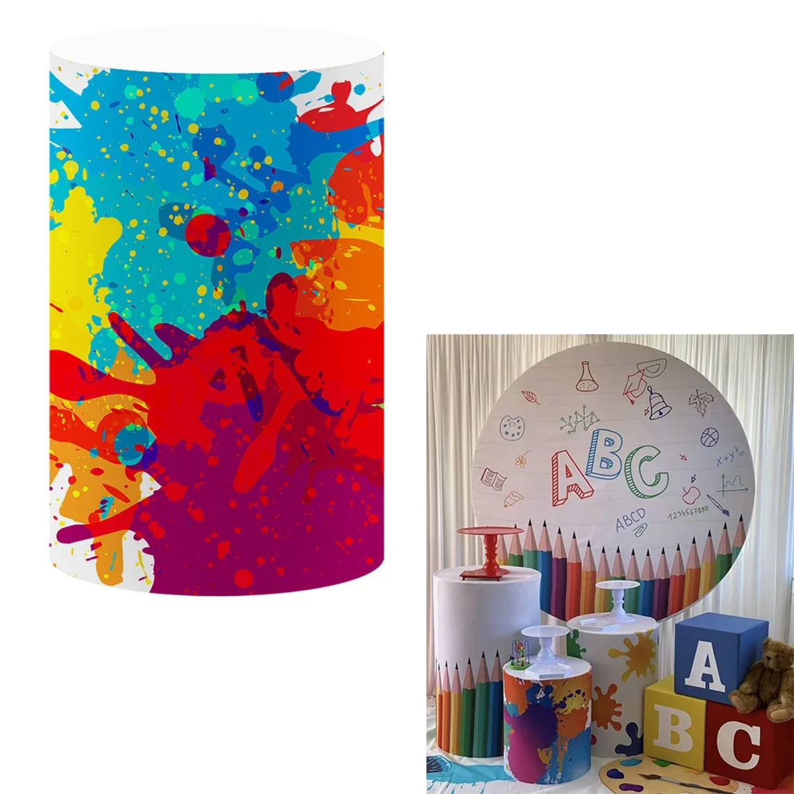 Mocsicka اسطوانة خلفية ديكور العودة إلى المدرسة فتاة طفل حفلة عيد ميلاد التصوير خلفية عرض الطفل غطاء مخصص الدعائم