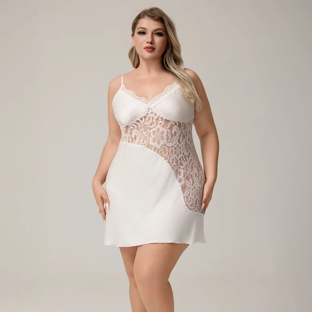 

Новая женская пижама большого размера с бретелями, кружевная, с V-образным вырезом, для дома и отдыха, коллекция 2026 года