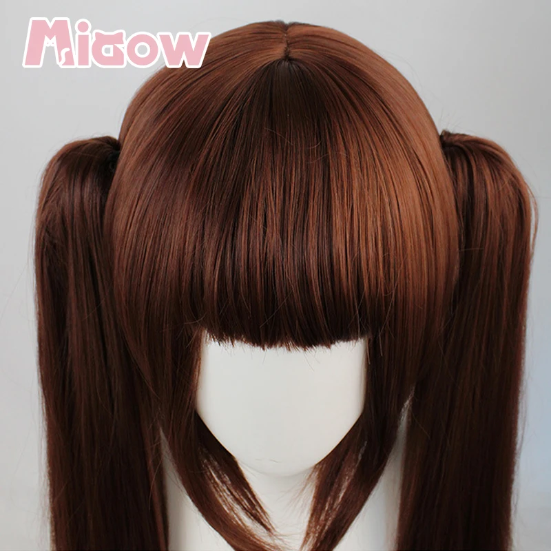 Anime’NEKOPARA‘ Chocola Cosplay Wig, Chocolate Brown Long Straight Twin Ponytails Heat Resistant Synthetic Wig view 2