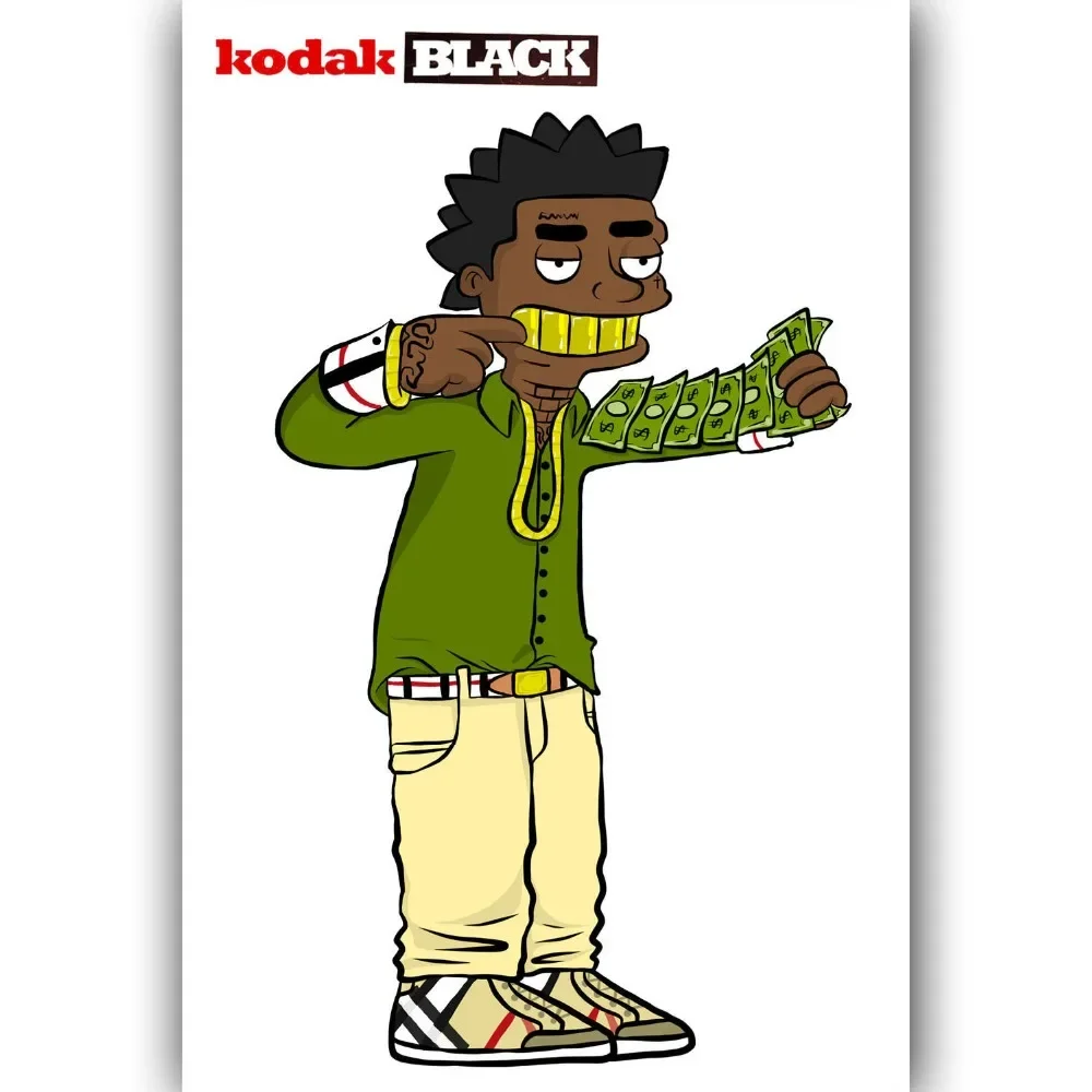 New Kodak Black Rap Music Star Comic Custom-Silk Art Poster Wall Sticker Decoration Gift