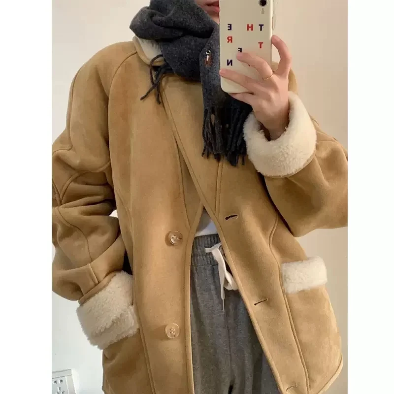 

Suede Short Coat Women Fall/Winter Lamb Wool 2023 New Little Fragrance Wind Fur in One Sleek Early Winter Commute Lamb Fleece X1