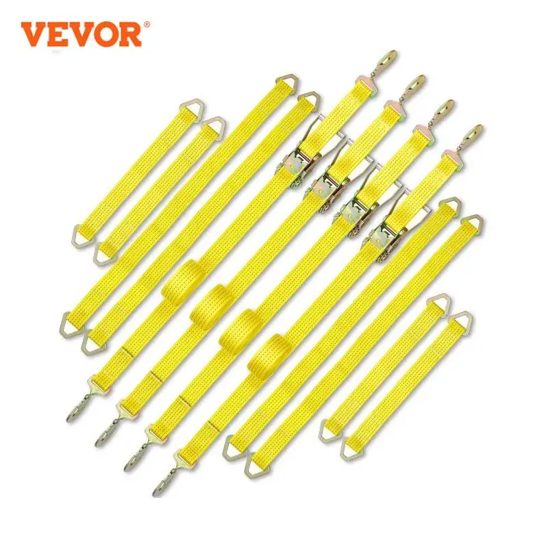 VEVOR 4000ปอนด์ความจุ Ratchet Tie Down Straps 2 "กว้างโพลีเอสเตอร์ชุด Snap ตะขอสำหรับค่าเฉลี่ยรถจักรยานยนต์และสินค้า