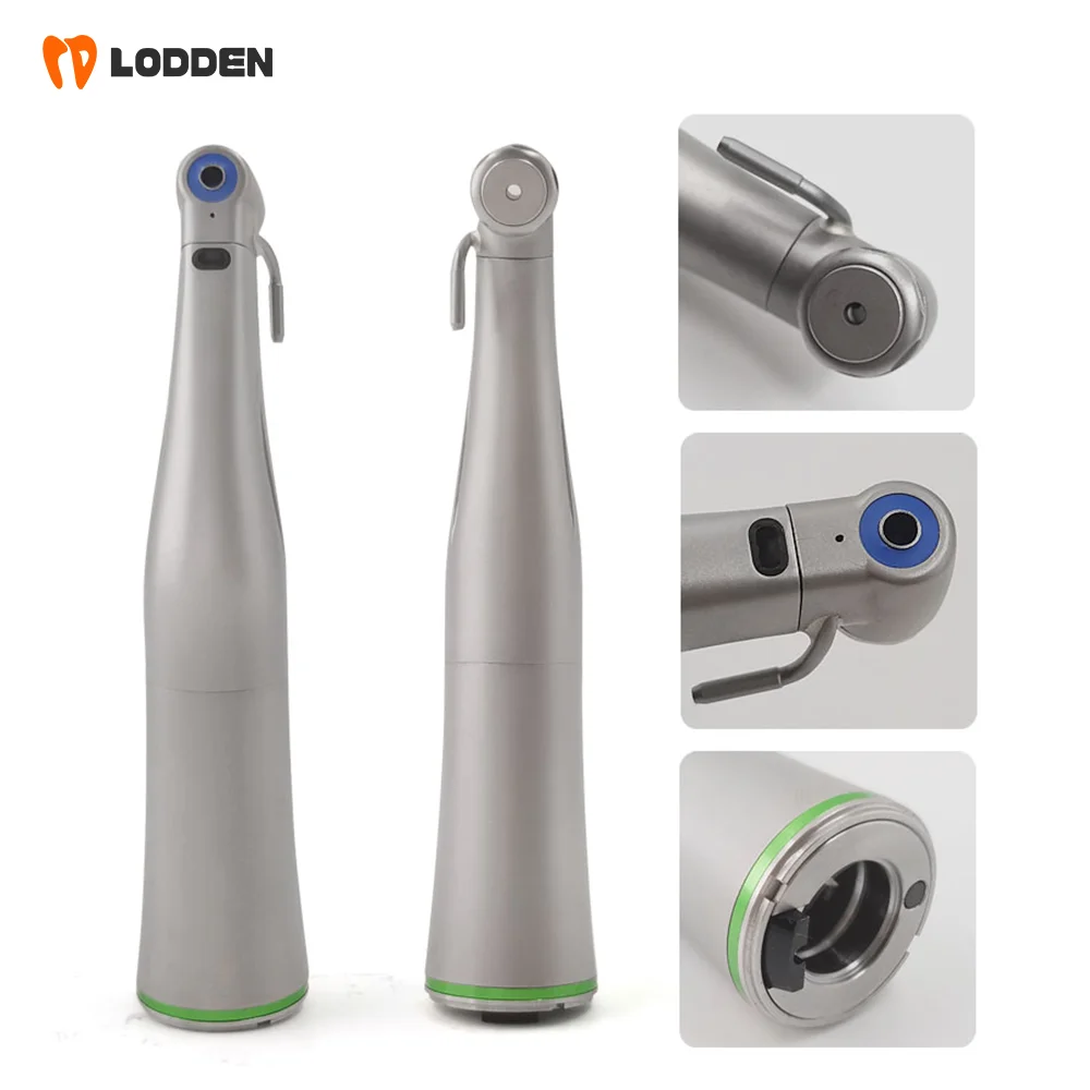 Dental LED Light Optic 20:1 Ratio Contra Angle generator Low Speed Handpiece Reduction Inner Channel Push Button