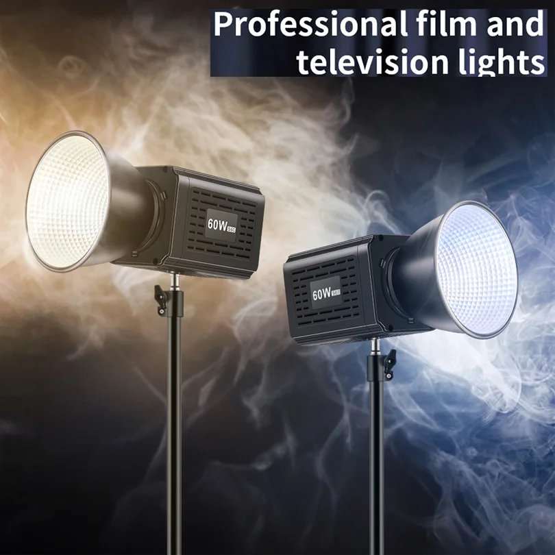 Bi-Color Camera Light Portable 40W 60W COB Continuous Output Lighting CRI≥90 TLCI≥97 Handheld Indoor Outdoor Photography Lights