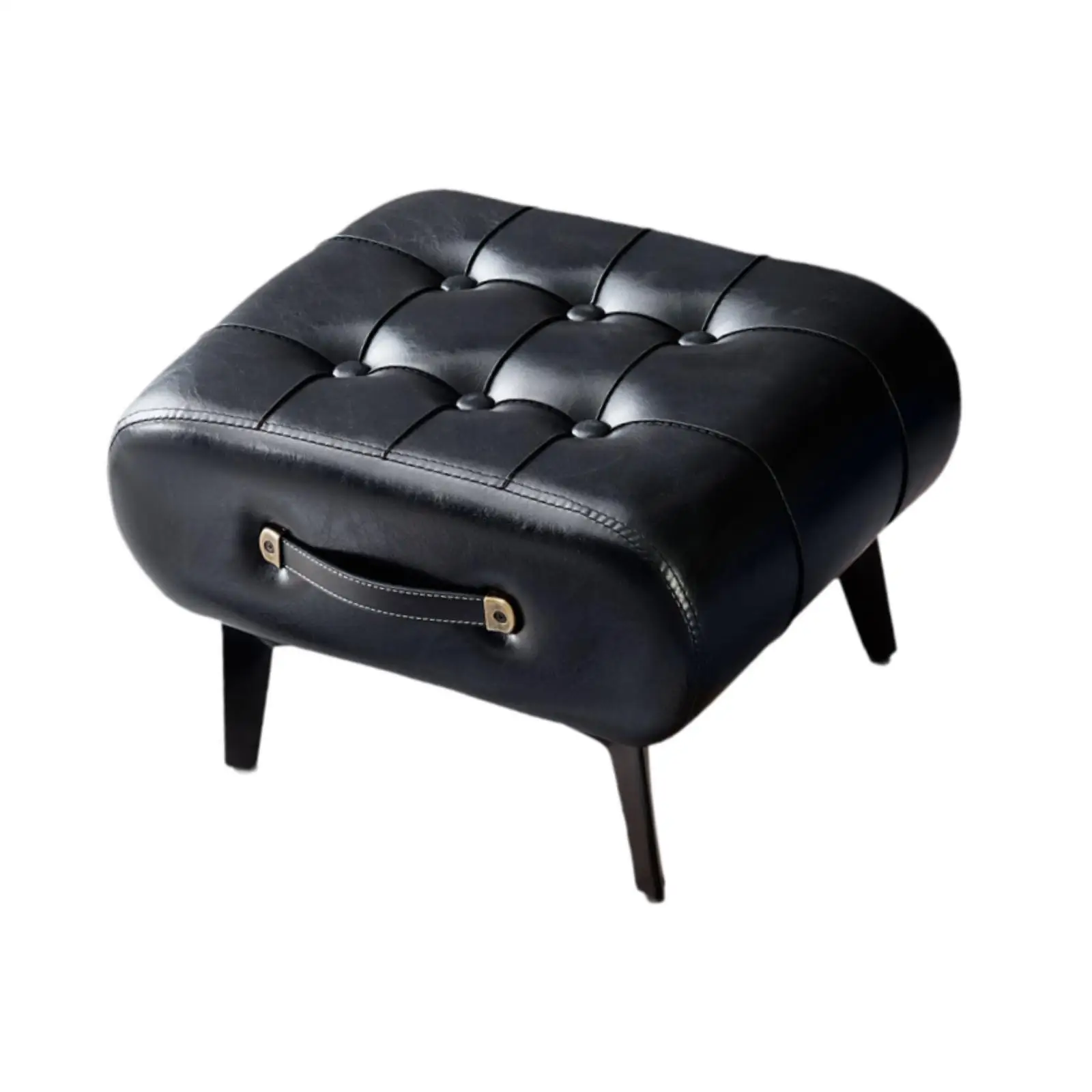PU Leather Footstool Shower Stool Lightweight Multifunctional Padded Foot Rest for Indoor Entryway Bedroom Decor Playroom