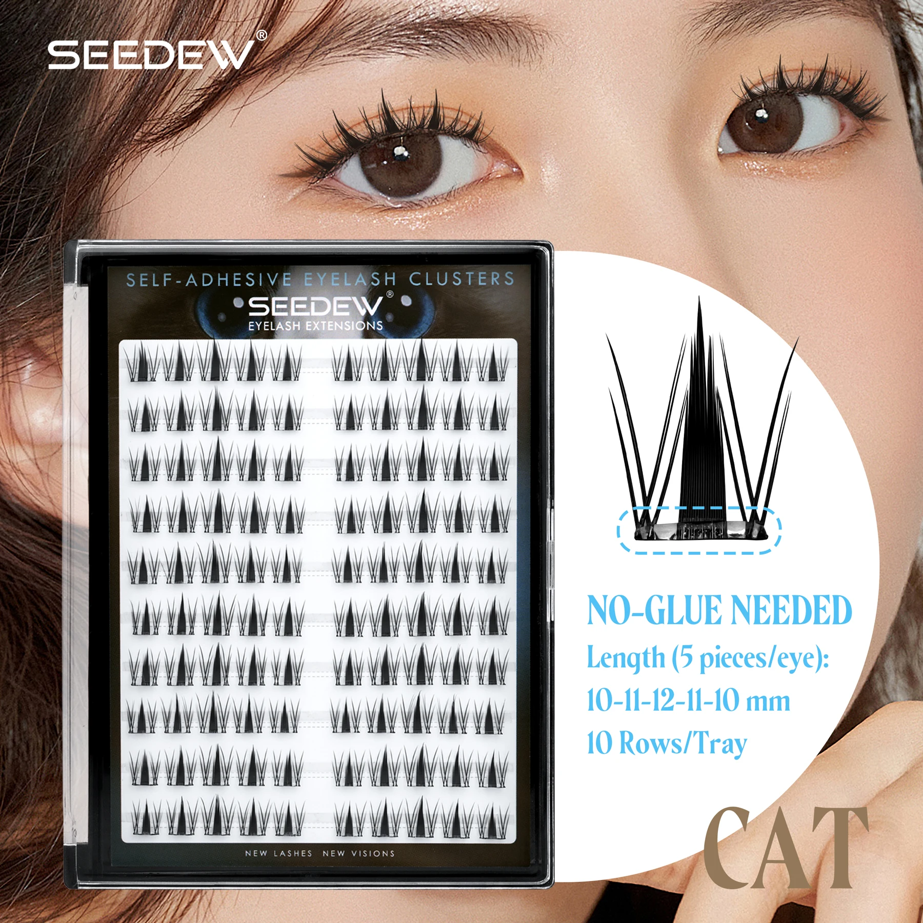 SEEDEW Schattige konijnenwimper Geen lijm nodig Nepwimpers Natuurlijke individuele clusterwimpers