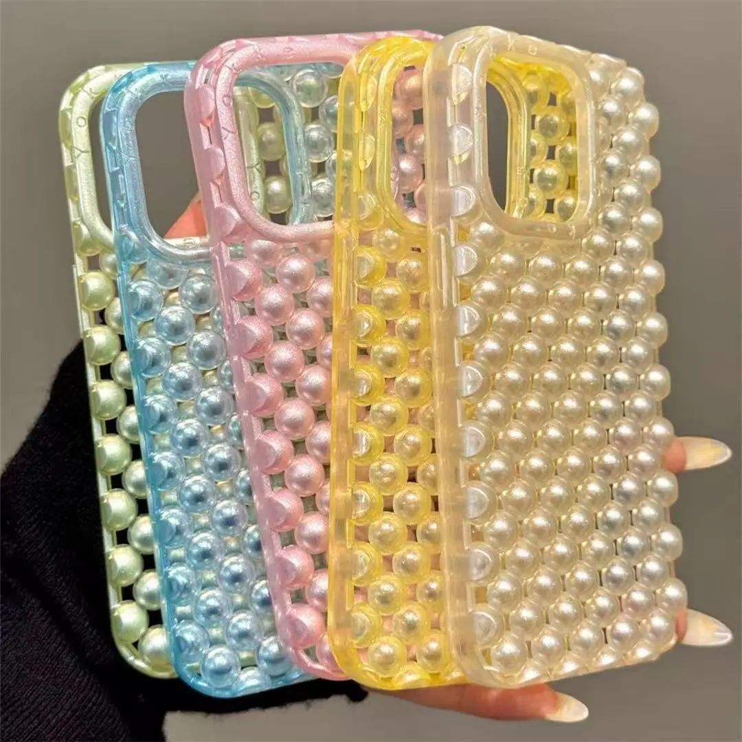 

Candy colored 3D phone case for iPhone16 15, 14, 13, 11, 12 Pro, 8, 7 Plus, X, 13 Promax Pearl hollow shell semi transparent