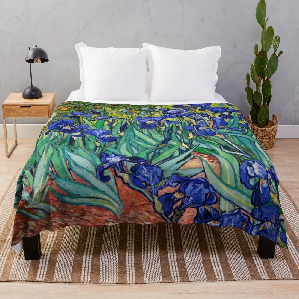 

Irises by Vincent van Gogh Throw Blanket Moving anime Fashion Sofas valentine gift ideas Blankets