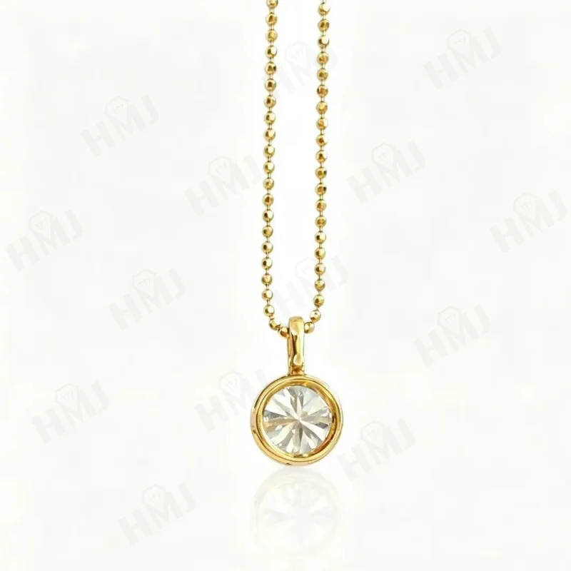 2ct Diamant-Anhänger-Halskette mit Perlenkette, oval geschliffen, echtes 14K 18K Gold, Charms, schlicht, klassisch, für Damen, edler Schmuck, Geschenk, Party – Detail 23