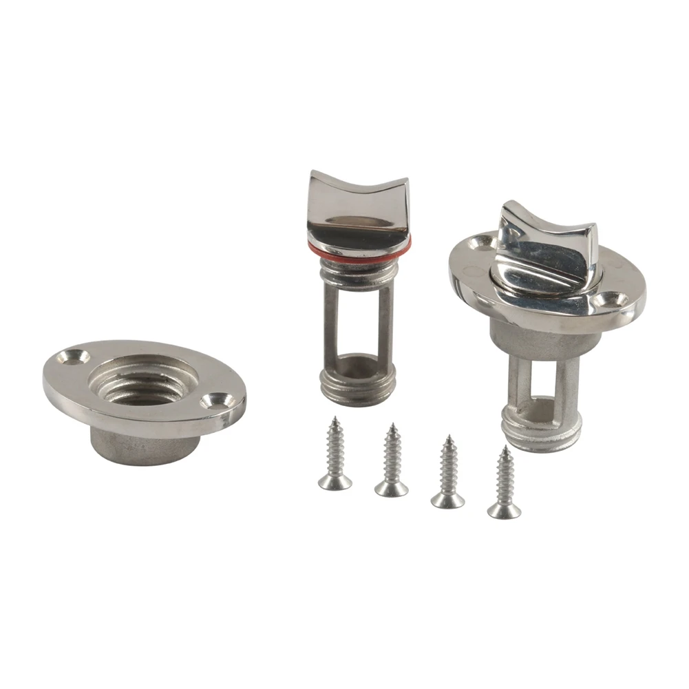 A01K-Marine Drain Plug Stainless Steel Boat Drain Plug Kit Transom Boat Plug For 1 Inch Hole, Thread For 3/4 Inch