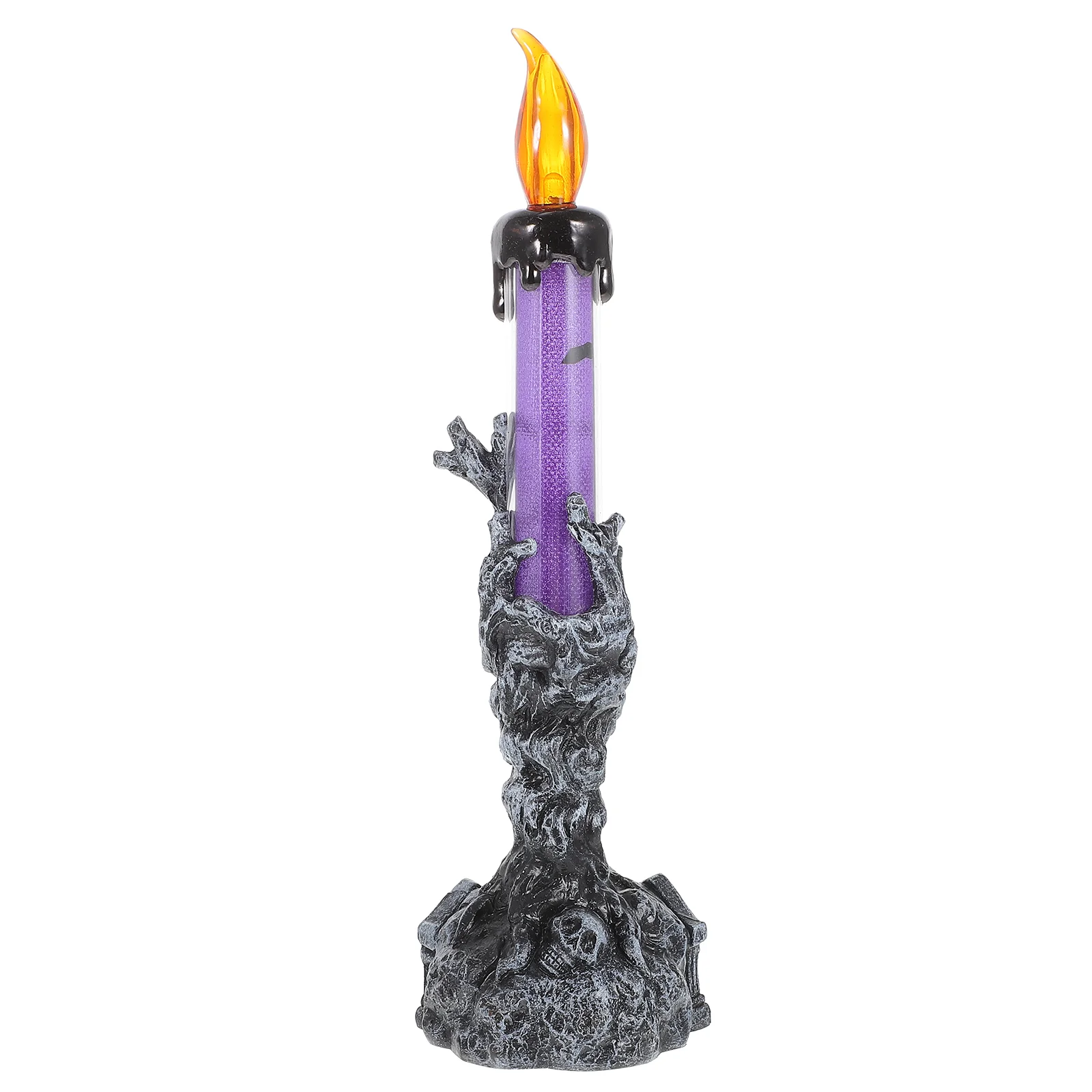 

Halloween Pillar Ghost Hand Lamp LED Tea Lights Realistic Tealights Tapered Candles Purple Pvc