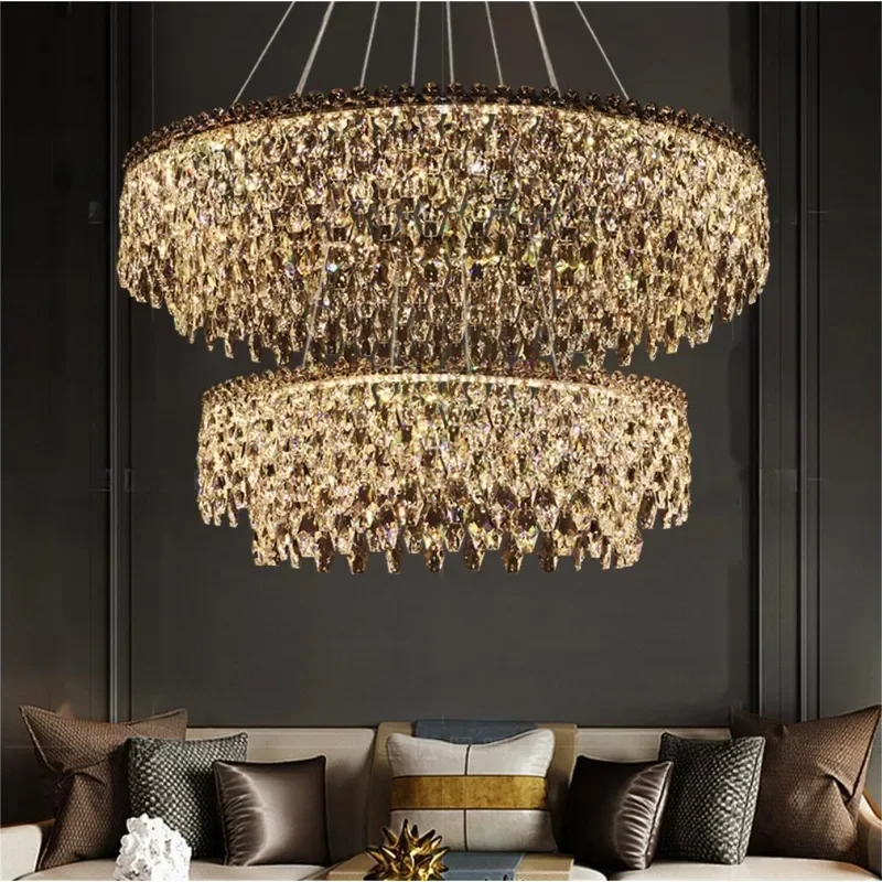 for Advanced Sense Light Luxury Crystal Chandelier Modern Simple Atmosphere Villa Living Room Bedroom Dining Room Round