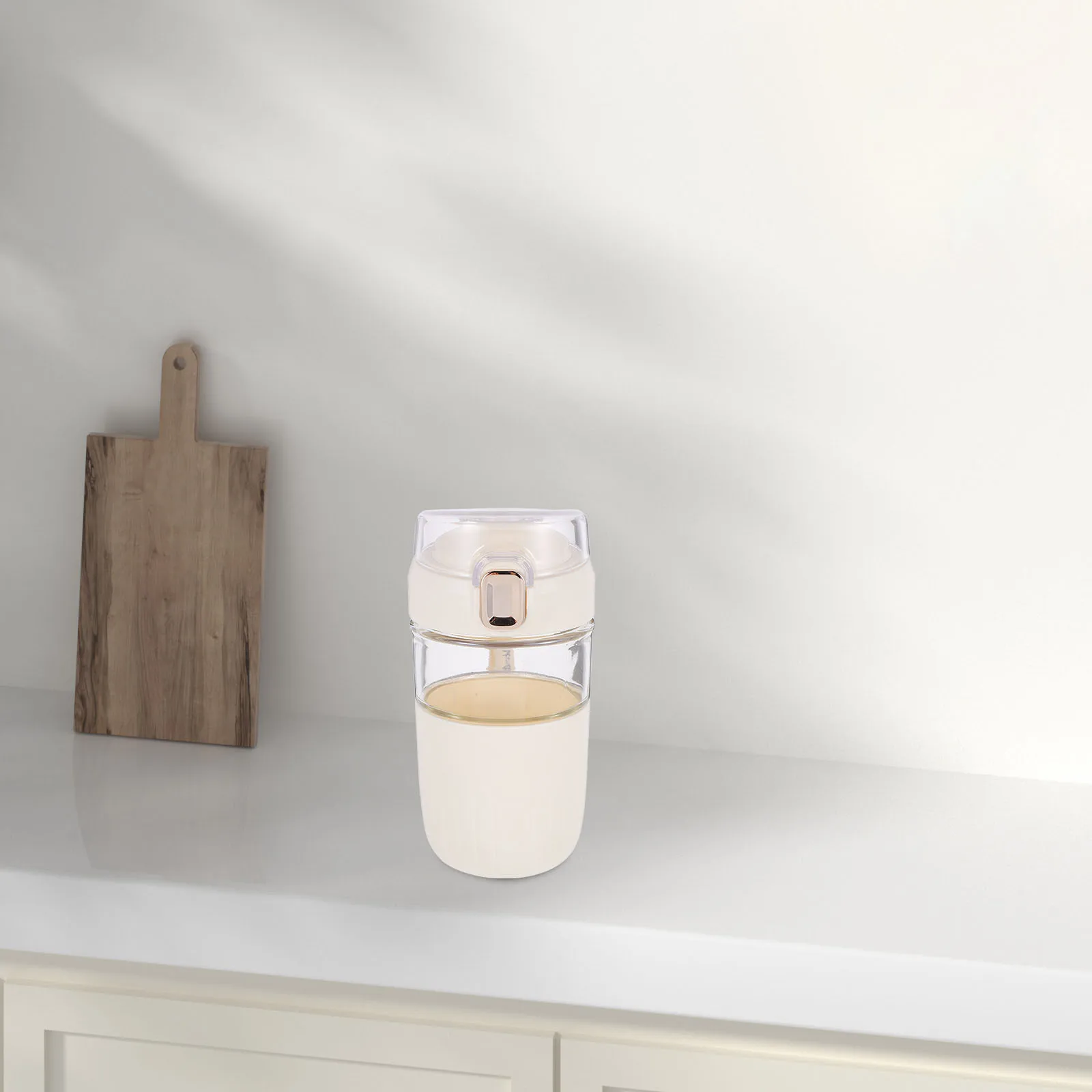 

Glass Coffee Cup with Built-in Filter Flip Lid Heatproof Sleeve for Office Home Use Travel Tumbler for Hot and Cold Beverages