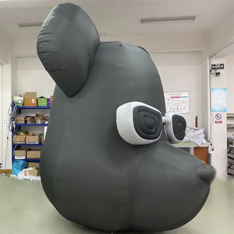 Modelo inflável de cabeça de cachorro preto, balão inflável de desenho animado, decoração publicitária