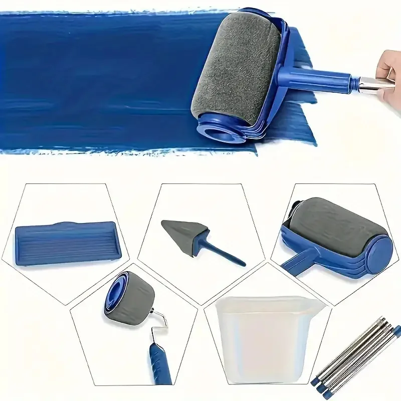 مجموعة أسطوانة طلاء مبتكرة متعددة الوظائف مكونة من 6 قطع، بما في ذلك أسطوانة التعبئة وخزان سهل التفريغ وقضيب تمديد - بدون قطرات. #5