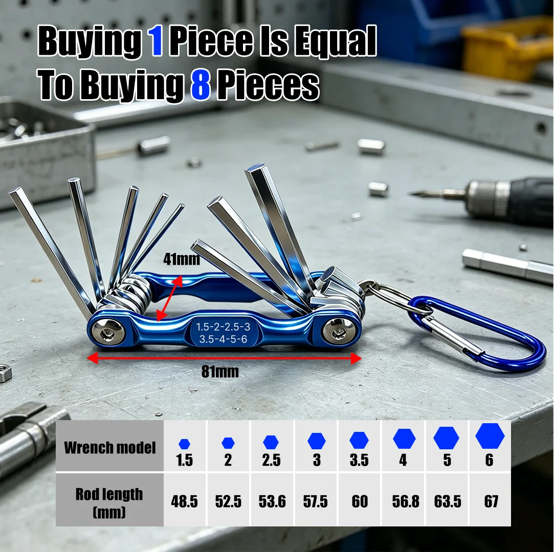 Portable Folding Hex Wrench Allen Set Metal Metric System Hexagonal Internal Spanner Screwdriver Hex Key High Quality Hand Tool