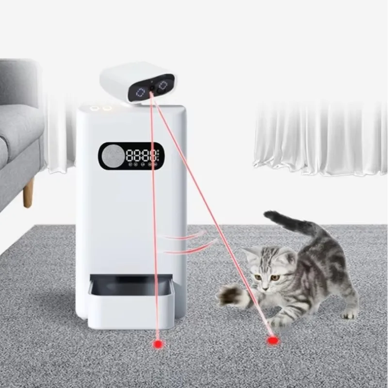 AI Powered Multifunctional Pet Feeder, 360° HD  Remote Monitoring, Automatic Smart Feeding Device for Cats Dogs