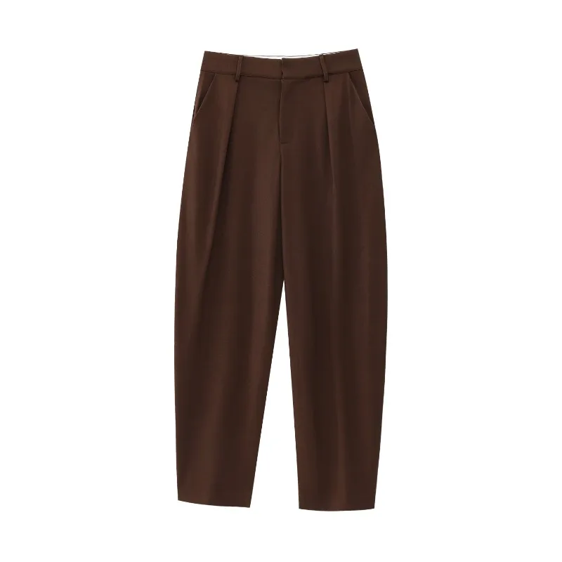TRAFZR, pantalones de mujer Vintage Harajuku, pantalones de Color vino, pantalones de cintura alta, pantalones casuales minimalistas de moda para mujer