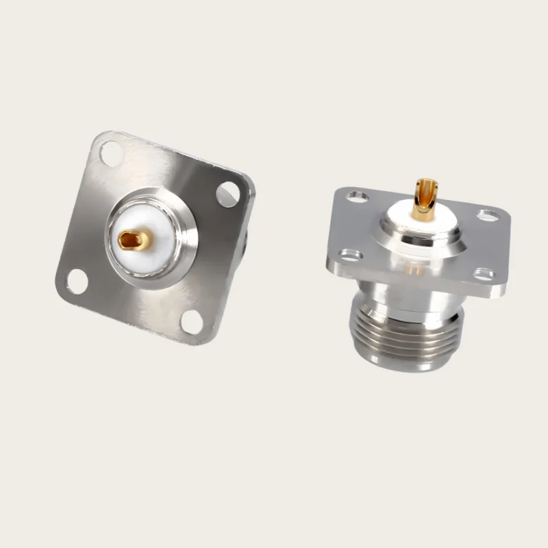 2pcs N-Type Female Seat N-50KF Four-Hole Flange RF Connector Fixed Through-Wall Welding N-50KFD for Electronic Components