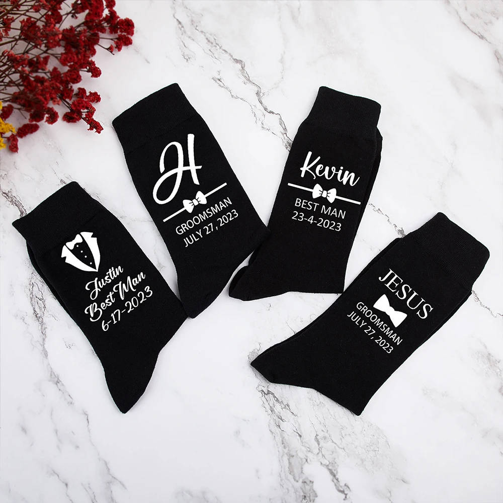 Personalized Custom Men\'s Long Socks Men\'s Deodorant Socks Fall Winter Long Tube Cotton Socks Wedding Party Gifts