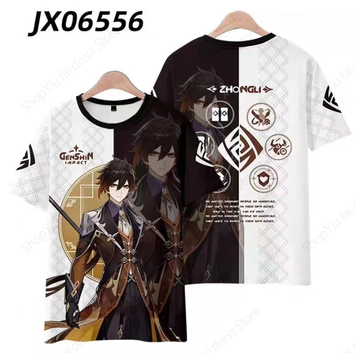 Camiseta con estampado 3d de Anime Genshin Impact, camiseta a la moda para hombres y mujeres, camisetas para niños, camisetas de manga corta, camiseta Kawaii para niñas