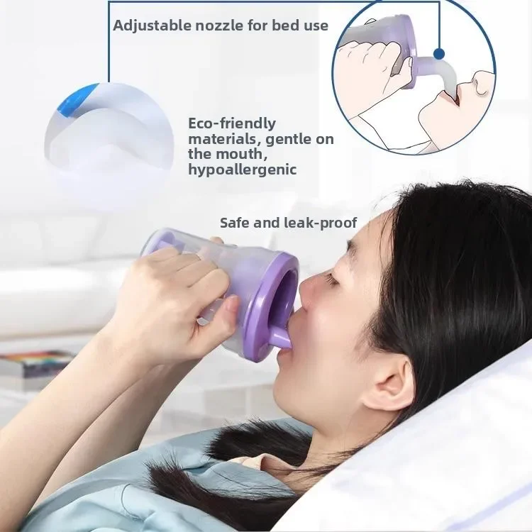 Caregiver Water Cup Anti-Choking Bedbound Patient Swallowing Difficulty Limited Quantity Lie down Drinking Plastic Cup