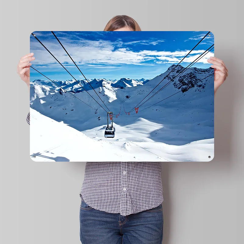 Down the Ski Slope Poster Retro 3D Printed Metal Signs Customized Wall Hanging Gift for Modern Home Decoration Luxury Decor Room