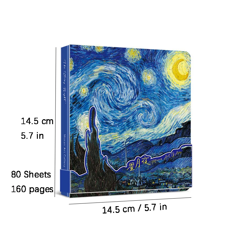 Imagem -05 - Dentro Página Cadernos Monet e Van Gogh Pintura a Óleo Série Square Art Sketchbook Estudante Viagem Carimbado Livro em Branco