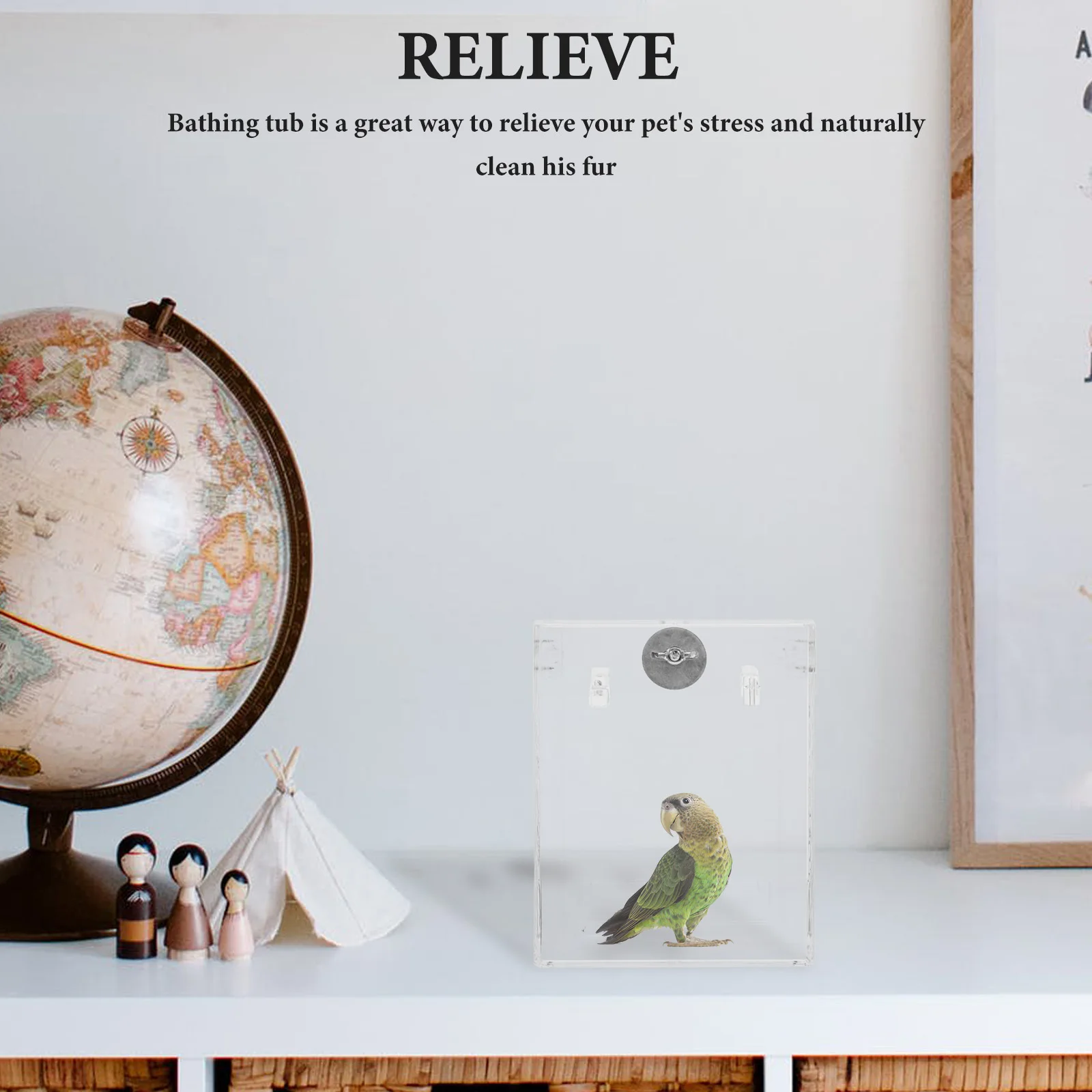 

1Pcs Bird Bath Box Durable Transparent Hanging Bathtub Cage Accessory for Small Parrots Canaries Conures Parrot Bathtub