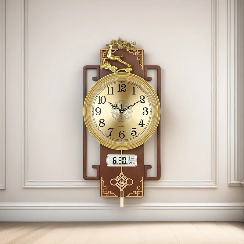 

New Chinese-style household with temperature calendar wall-mounted clock quartz clock