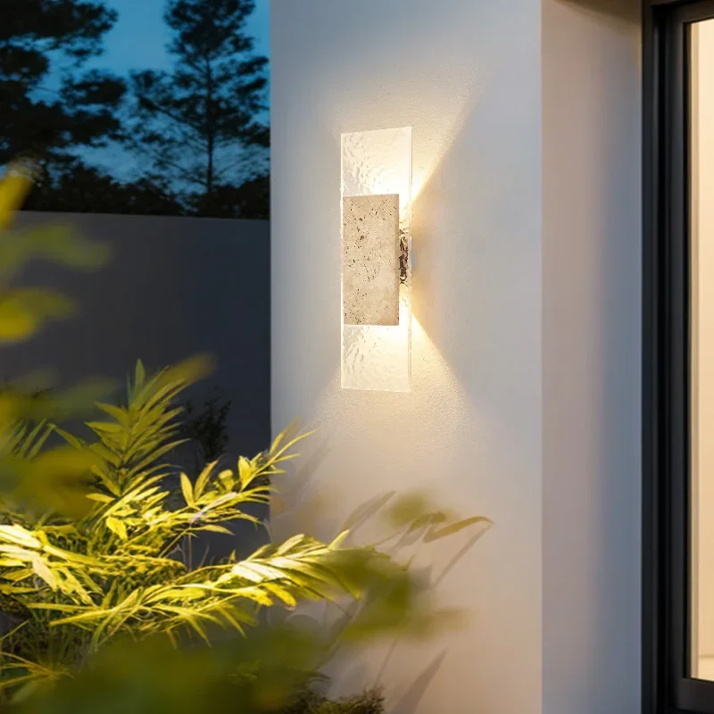 Outdoor Waterproof Wall Lamps Strip Natural stone and Wall Lights 18W LED Wall Lamp Bedroom Exterior Lighting Fixtures
