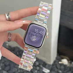 Resin Watch strap For Apple Watch Band 49mm 46mm 45mm 44mm 42mm 41mm 40mm Steel Bracelet iWatch series 10 9 8 7 6 SE 5 4 Ultra 2
