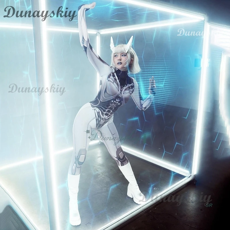 Donne Cyberpunk Robot Cosplay Body Nucleo meccanico Abiti visivi 3D Puntelli di carnevale di Halloween