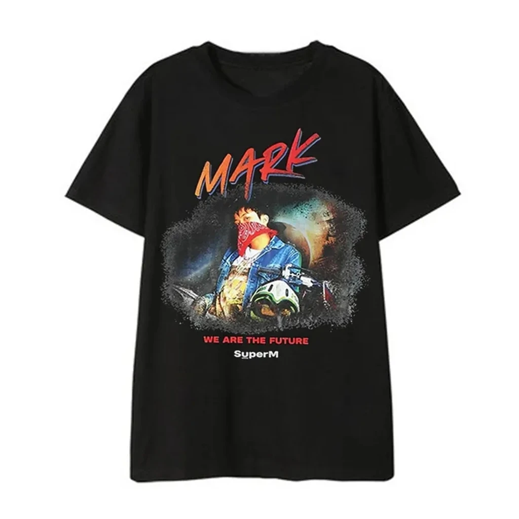 Kpop Y2K EXO KAI MARK Album Photo PRINTE T-shirt Summer Women Bat Sleeve Cotton T-shirt Harajuku 90S Oversize Streetwear