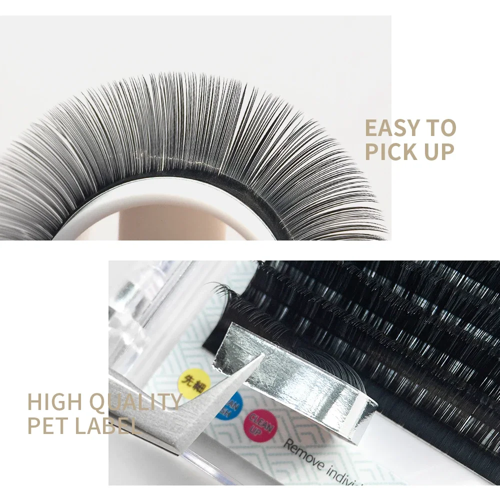 GAHAMACA L/L+/LC/LD/LU(M) curl False Eyelash Extensions Faux Mink Matt Black 8-15mm Mixed Soft Natural  Makeup Lashes